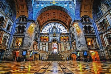 Antwerpen Centraal Station Inkomhal Kleur van marlika art