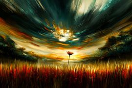 Sonnenaufgang mit einsamer Blume von Imperial Art House