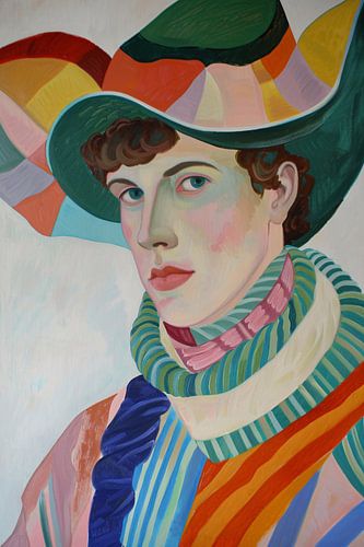 Surrealistisch portret met kleurrijke accessoires