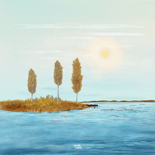 Middernachtzon in Lapland van Aurealis Creatief