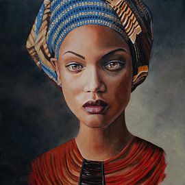 Painting lady with canvas by Bianca ter Riet