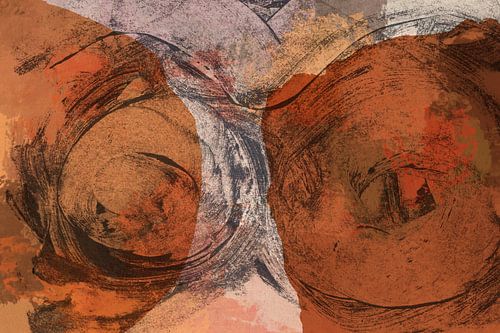 Abstract retro. Organische vormen in terracotta en zwart.