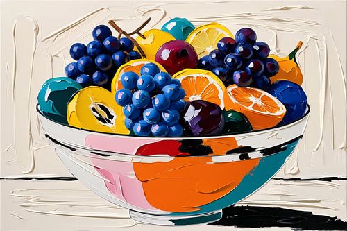 Kleurrijk fruit in moderne kom