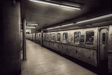 Underground station with train, illustration by Animaflora PicsStock