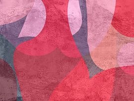 Organic abstract shapes in red, violet, pink by Dina Dankers
