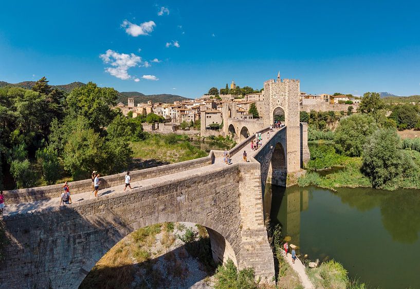 Medieval village with a fortified bridge, Pont de Besalú by Rene van der Meer
