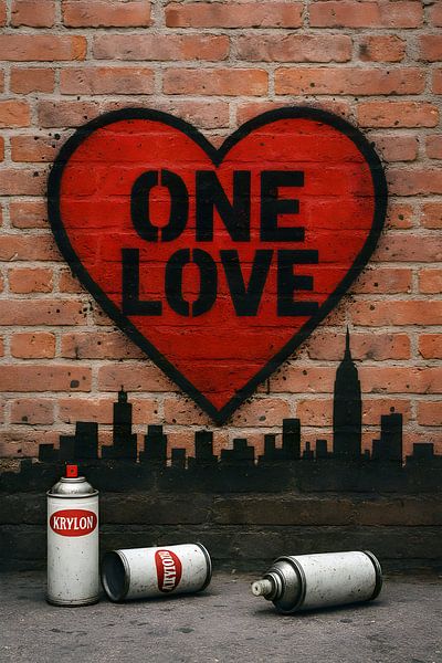 One love graffiti street art. von Johannes