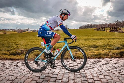 Peter Sagan im Staub auf dem Kopfsteinpflaster