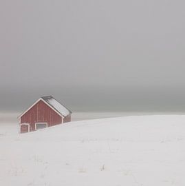 Minimalistische Schneelandschaft Lofoten
