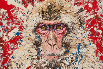 Abstract expressief schilderij van een aap van Art & Soul Creations