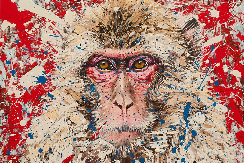 Abstract expressief schilderij van een aap van Art & Soul Creations