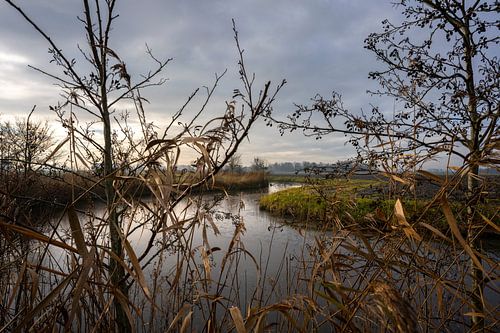 Winterse rivier in Groningen