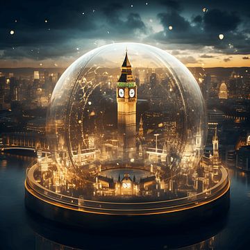 De stad Londen in een globe door de ogen van Rembrandt van Craigsart Wall Art Shop