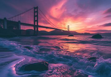 Golden Gate in magisch licht van fernlichtsicht