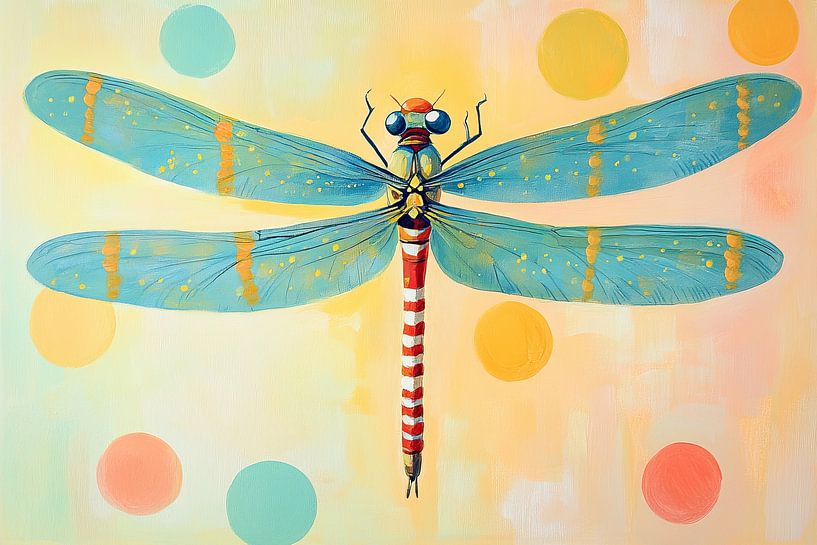Libelle Kunst | Pastellfarbene Libelle von Wunderbare Kunst
