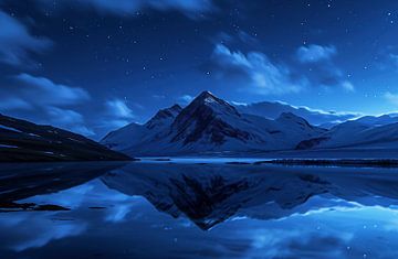 Bergnacht Spiegelbeeld van fernlichtsicht