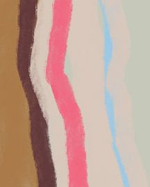 Peinture rétro inspirée des années 70 avec des coups de pinceau en rose néon, bleu, or, merlot et rose. sur Dina Dankers