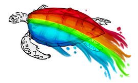 Rainbow sea turtle by Antiope33