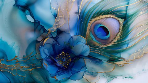 Azure Elegance Pfau von Apricot Blossom Design