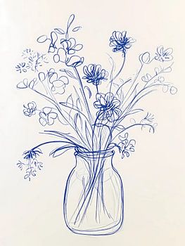 Blue Flowers in Vase