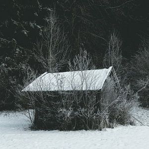 Hut in de sneeuw met vorst van Andreas Friedle