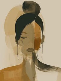 Modern en abstract portret in aardetinten van Carla Van Iersel