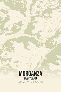 Carte ancienne de Morganza (Maryland), USA. sur Rezona