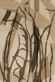 Grass and lines.  Modern abstract botanical geometric art in beige and brown by Dina Dankers