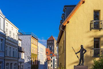 Historische gebouwen in de straat Beginenberg in Rostock