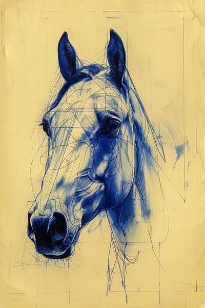 Zeichnung, chinesische Tusche, Aquarell, Pferd -2 von Peter Pen Zeichnungen und Gemälde
