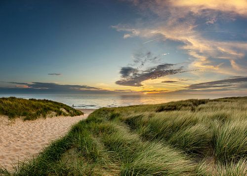 Strand Paal 15 Duin Zonsondergang Texel 