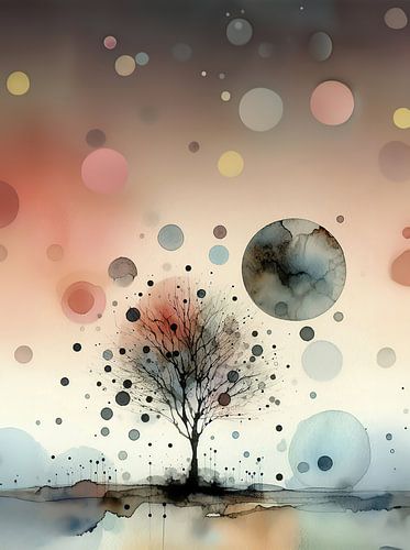 Boom in abstract landschap