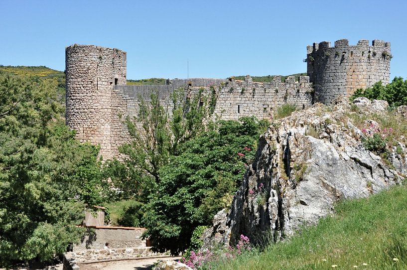 The ruins of Padern castle overlooking the village by Frank Photos