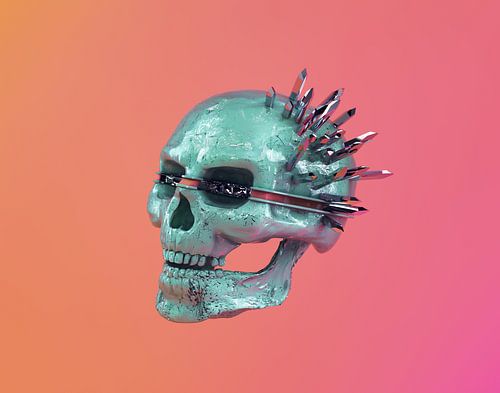 Colorful chrome skull