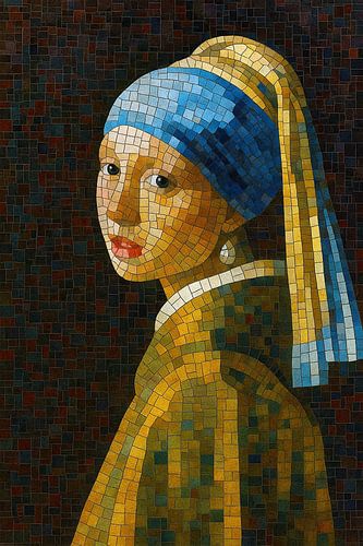 Het Meisje met de Parel mozaïek schilderij