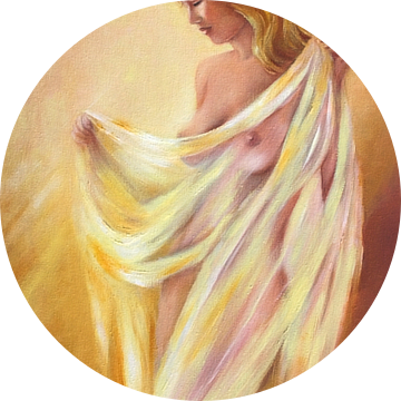 Vrouwelijk naakt met doek - erotisch schilderij van Marita Zacharias