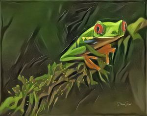 Frog on branch by Slimme Kunst.nl