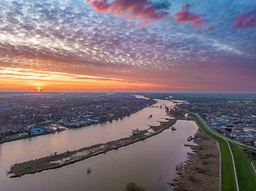  Kampen at the river IJssel during a springtime sunset