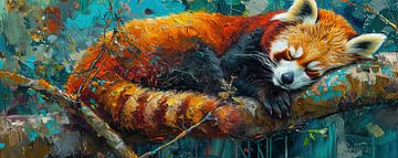 Schilderij Rode Panda 2 van Kunst Kriebels