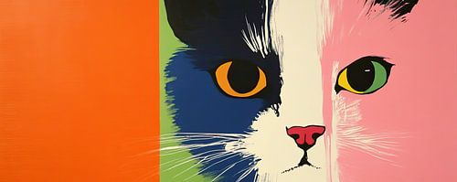 Chat avec arrière-plan coloré