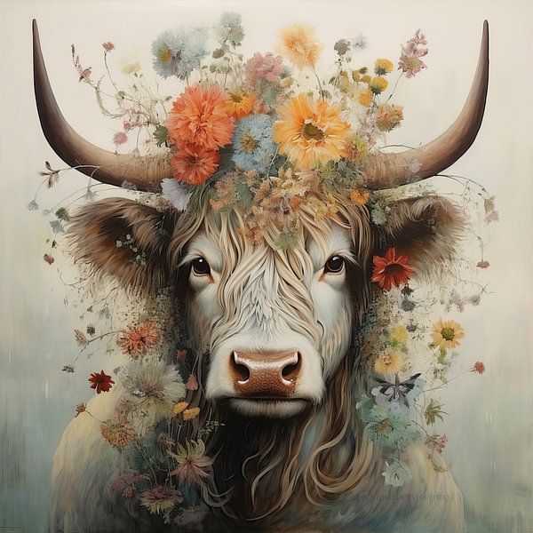 Painting Bull Flowers by Abstract Painting