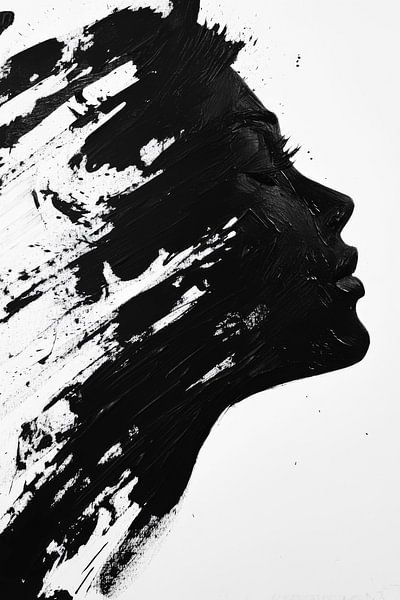 Face in black abstraction by Poster Art Shop