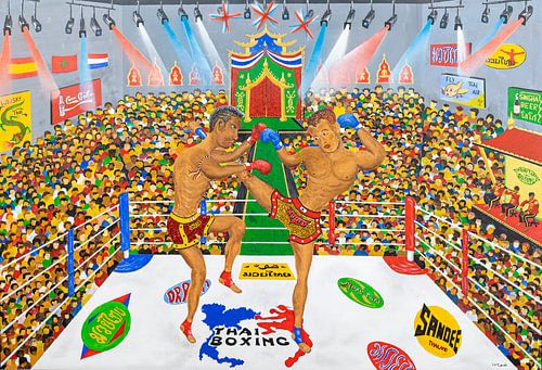 Thai-Boxing Painting by Ton van Breukelen