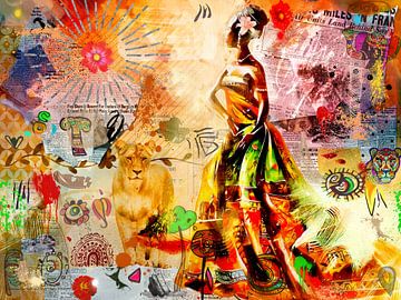 African queen in mixed media by Arjen Roos