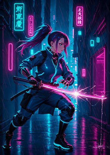 Anime Samurai Girl Japan Cyberpunk