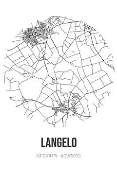 Langelo (Drenthe) | Landkaart | Zwart-wit van MijnStadsPoster