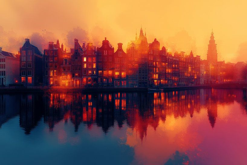 Nächtliches Kanal-Stadtbild von Lufy