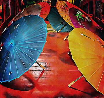 Een menigte parasols van Dorothy Berry-Lound