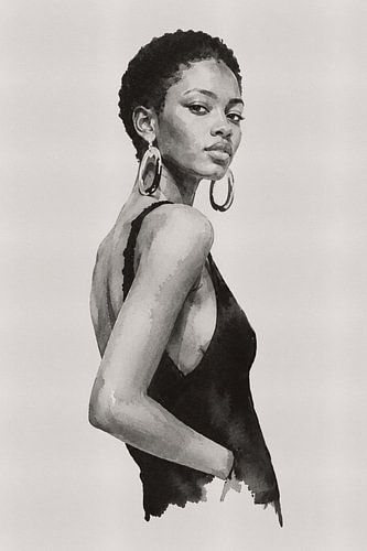 Portrait of a woman in Indian ink – Ink portrait of Madame Ruiz by MadameRuiz