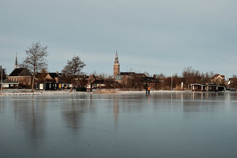 Nieuwkoopse Plassen en hiver avec de la glace par Arie Bon